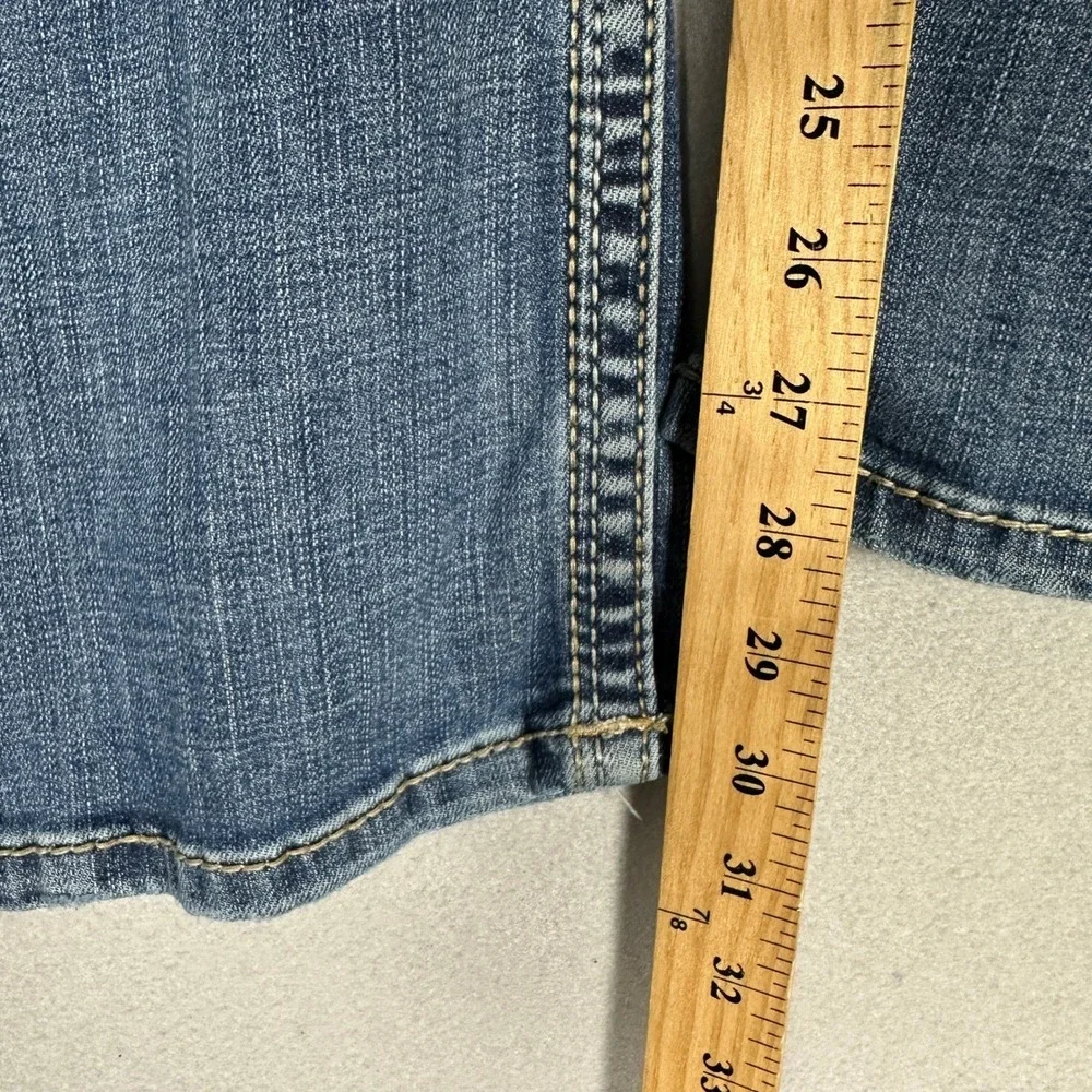 BKE Aiden Jeans Men 30X30 Blue Straight Leg Embroidered Distressed Stretch Denim